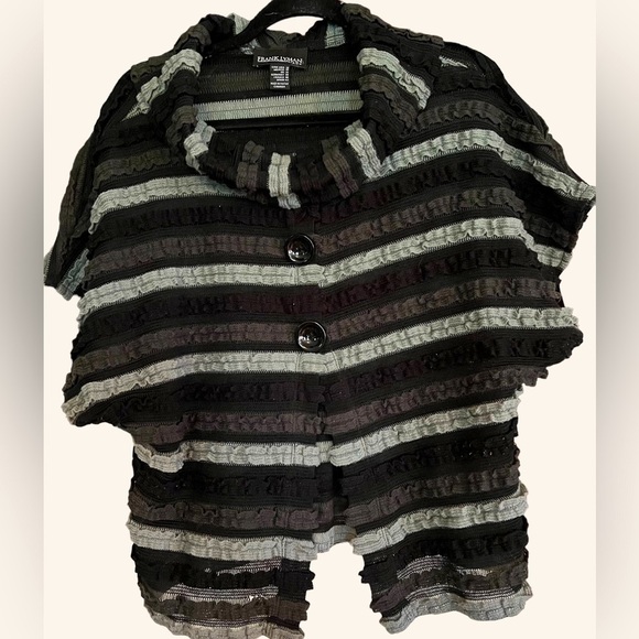 FRANK LYMAN Black/Charcoal Gray/Light Gray Cowl Neck Pullover Sweater, Sz 10,GUC - Picture 1 of 7